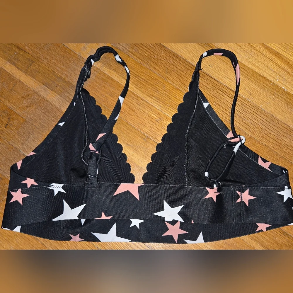 PINK Victoria's Secret Black Pink White Star Bralette